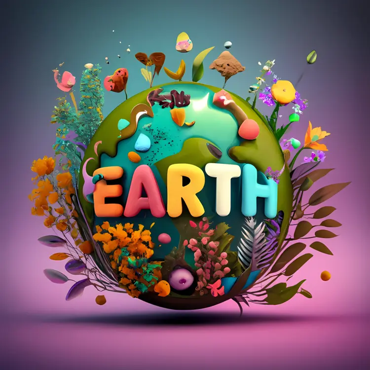 Vibrant Earth with Nature Elements