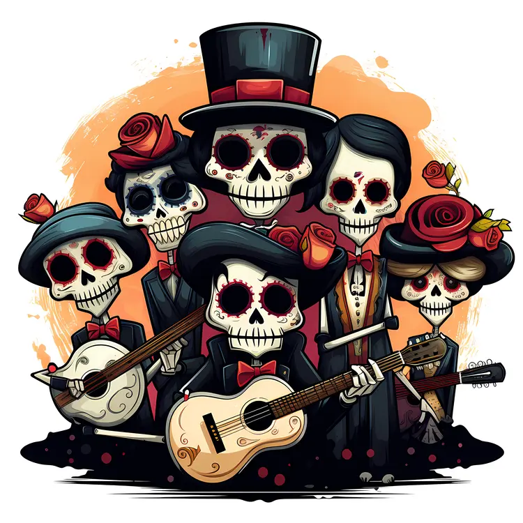 Skeleton Band Playing Instruments