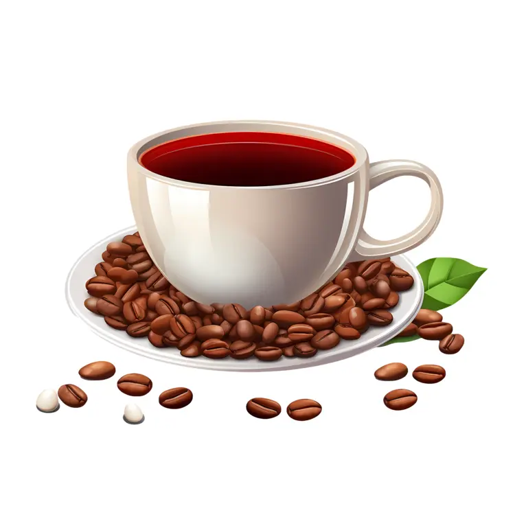 White Coffee Cup with Coffee Beans on Saucer