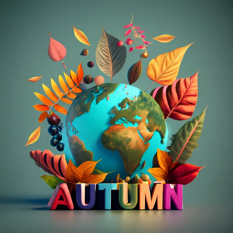 Autumn Globe with Colorful Leaves