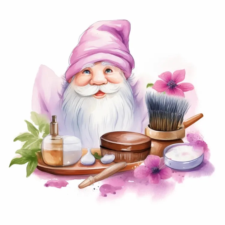 Santa Claus with Grooming Items and Flowers