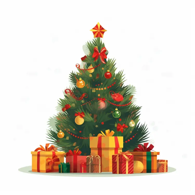 Decorated Christmas Tree with Gifts