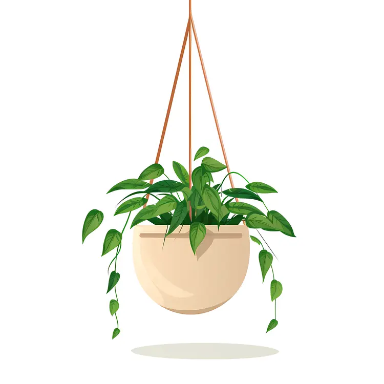 Hanging Plant in Beige Pot for Home Decor