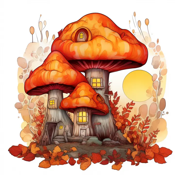 Cozy Mushroom House in a Fantasy Setting