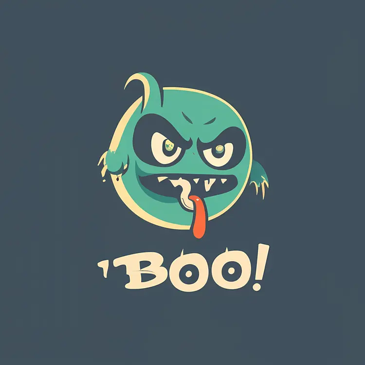 Scary Ghost with Tongue Out Saying Boo