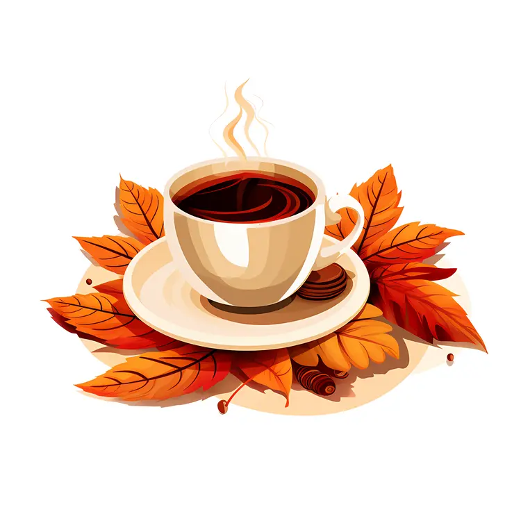 Cup of Coffee with Autumn Leaves