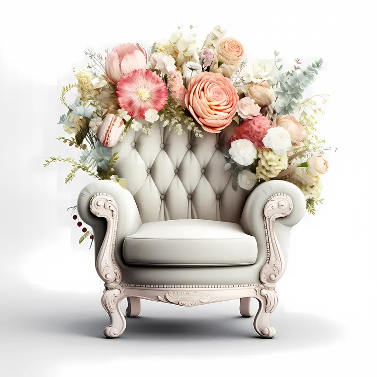 Elegant Armchair with Floral Decoration
