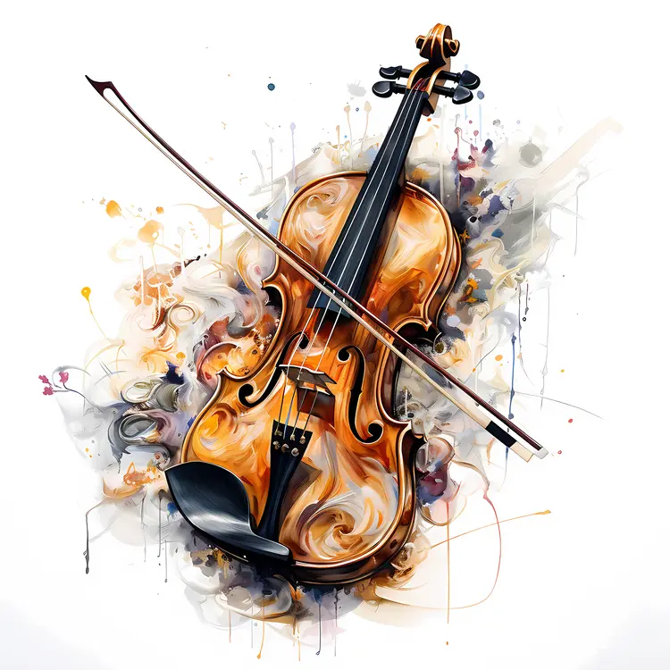 Violin with Artistic Colorful Background