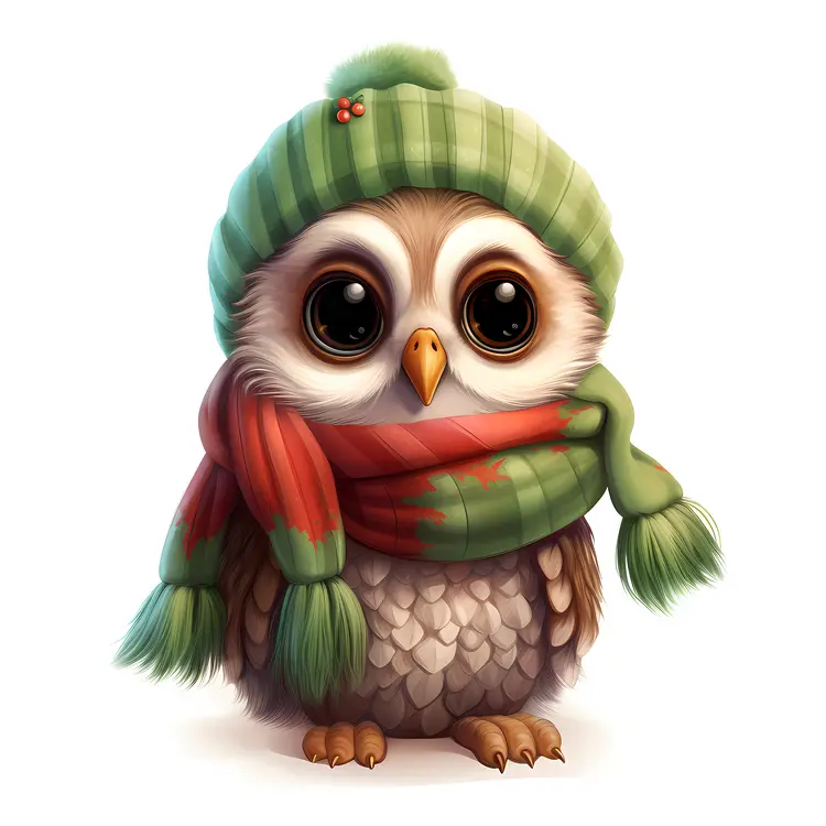 Owl in Green Beanie