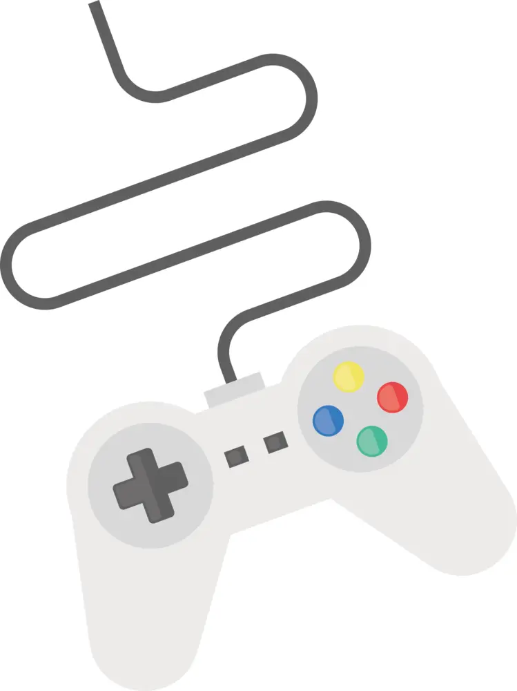 White Wired Game Controller with Colorful Buttons