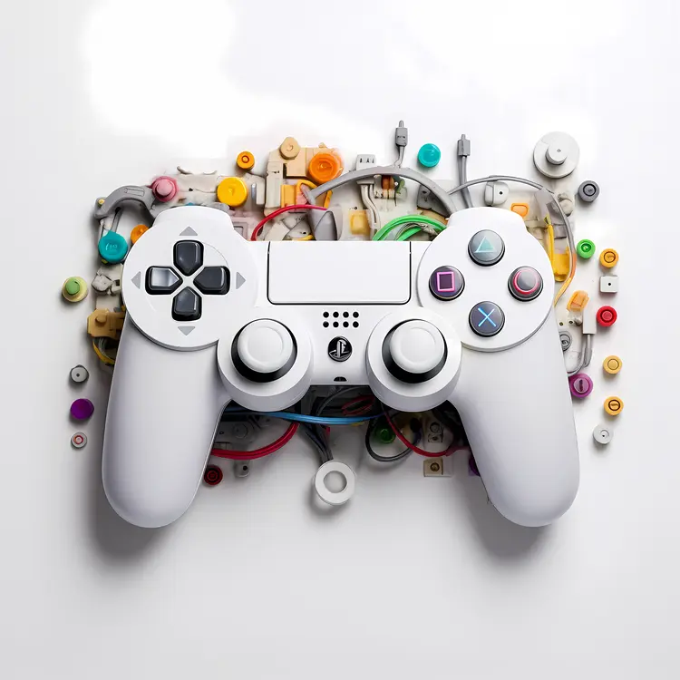 White Game Controller with Colorful Gaming Accessories