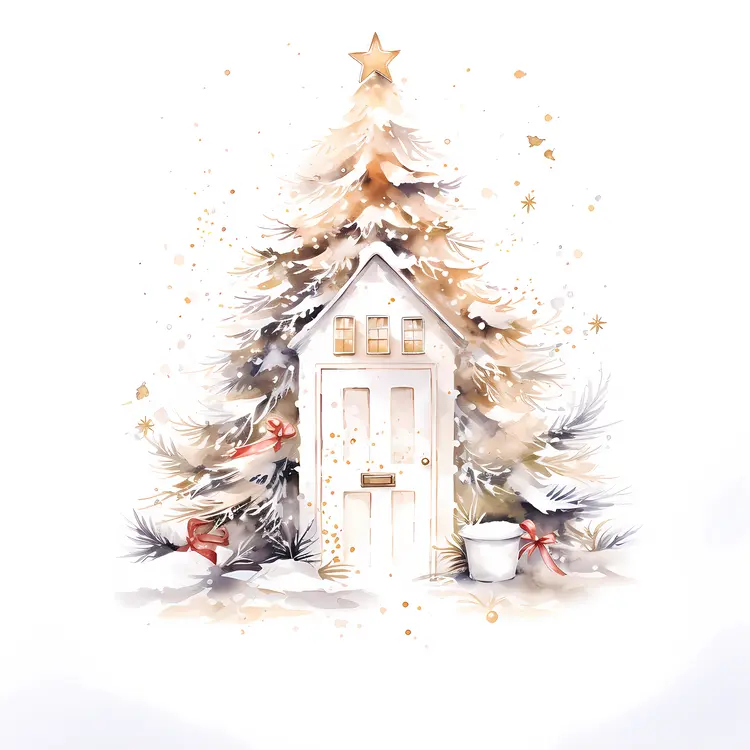 Christmas Tree with Snowy House