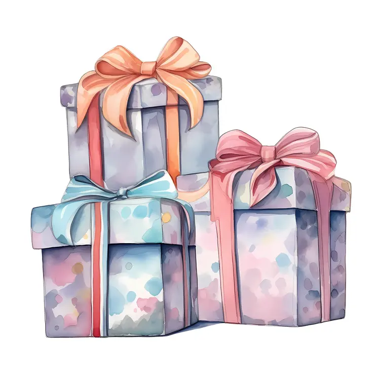 Gift Boxes with Pastel Ribbons