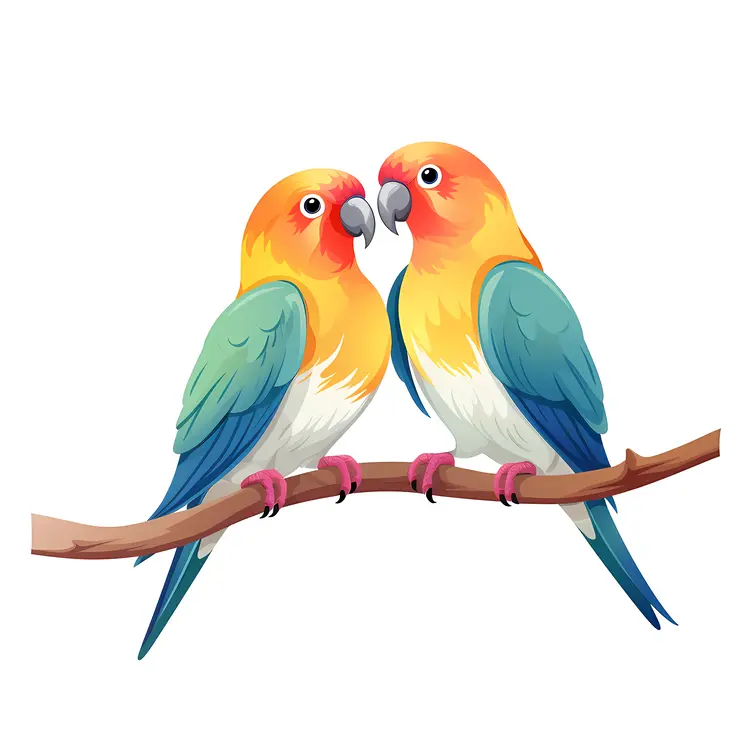 Colorful Parrots on a Branch