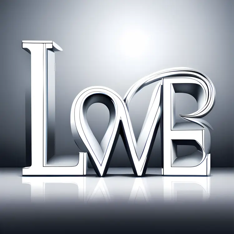 3D Silver Love Letters