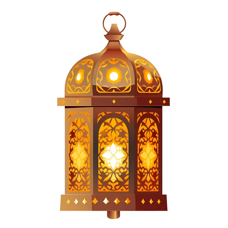 Golden Ornate Lantern with Candle