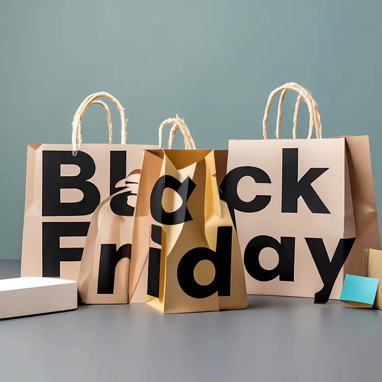 Black Friday Shopping Event with Bags and Boxes