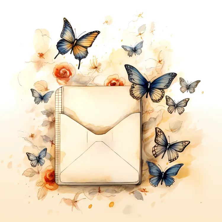 Envelope with Butterflies and Flowers