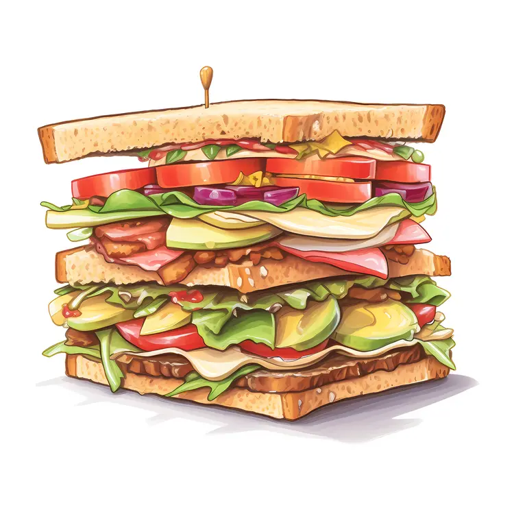 Delicious Layered Sandwich Illustration