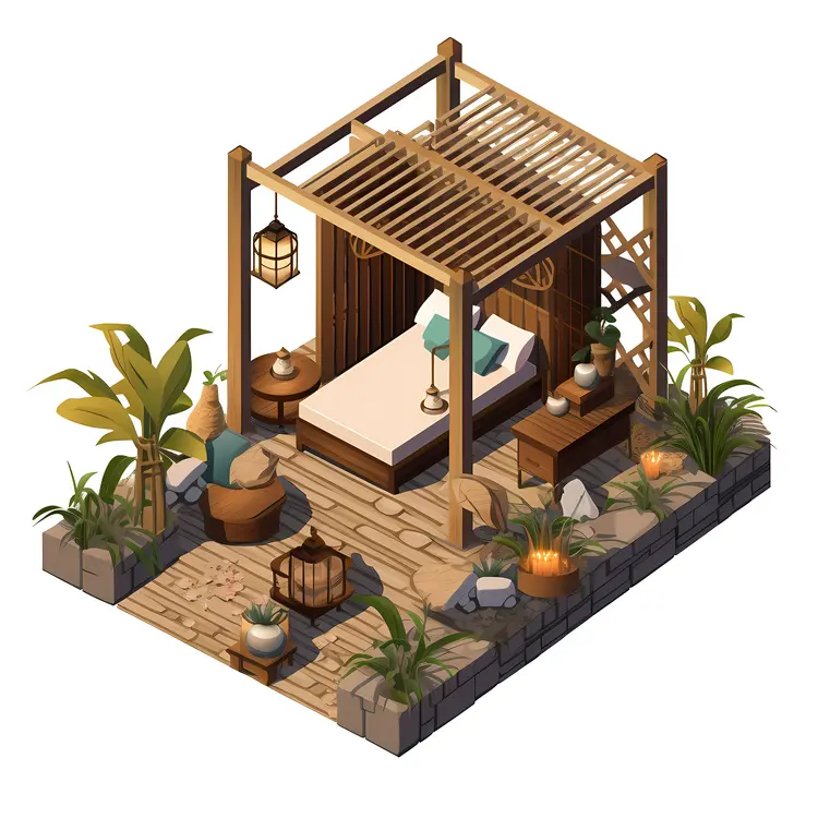 Tropical Spa Room with Plants