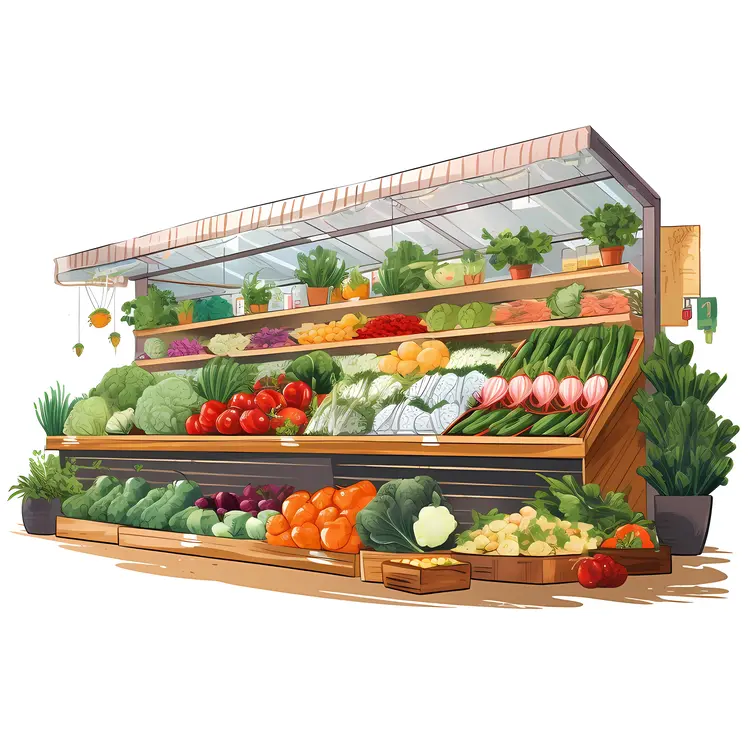 Fresh Vegetables at Market Stand