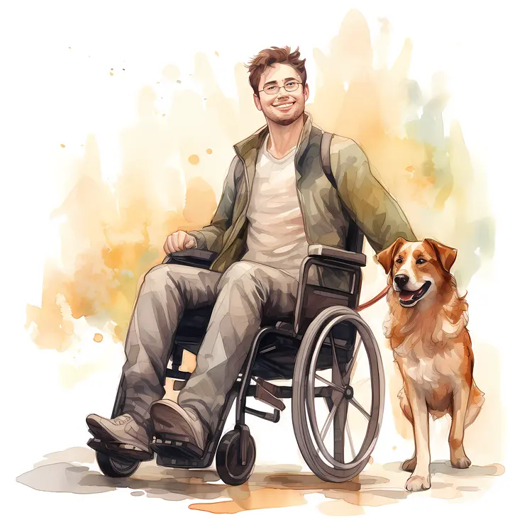 Person in Wheelchair with Dog Companion