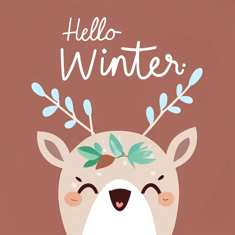 Hello Winter with cute reindeer