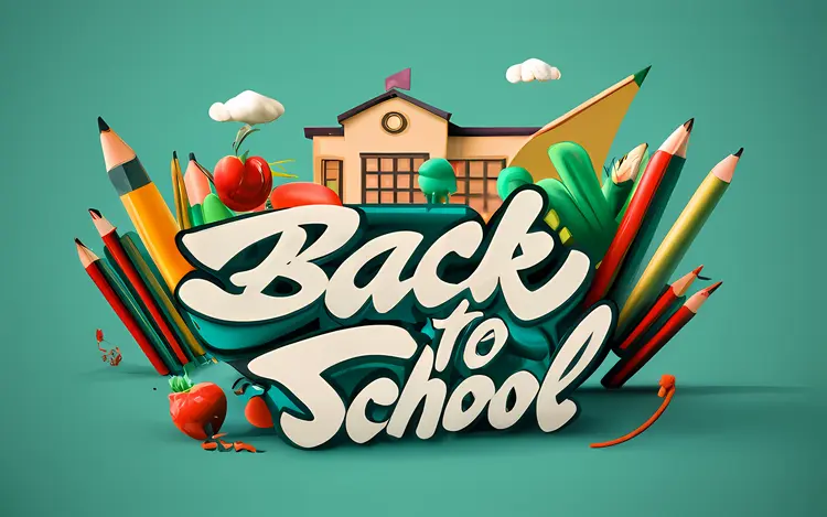 Back to School with Pencils and School Building