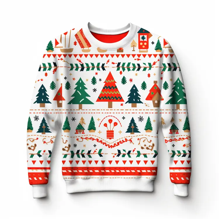 Festive Christmas Sweater with Holiday Patterns
