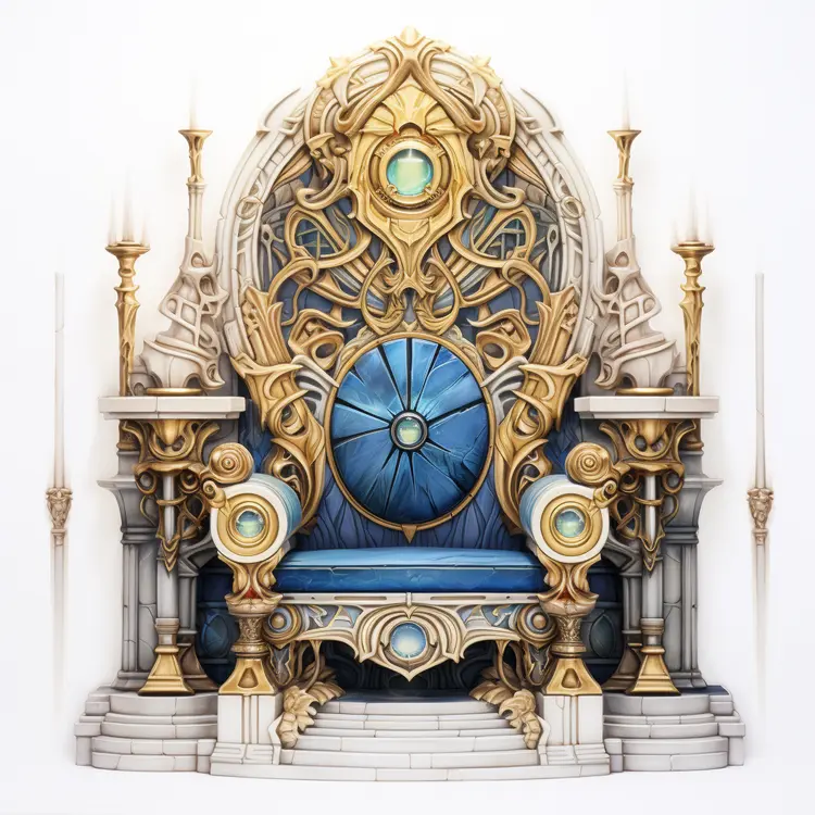 Intricate Blue Throne with Gold Ornaments