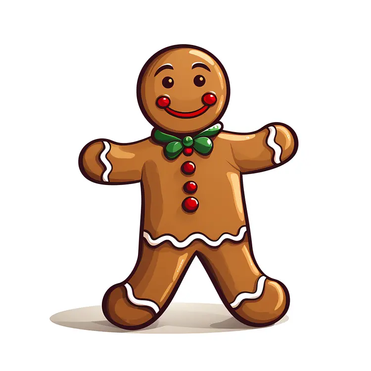Happy Gingerbread Man with Bow Tie