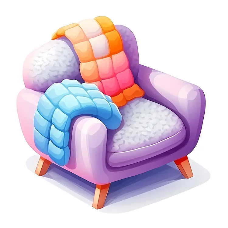 Colorful Armchair with Cozy Blankets