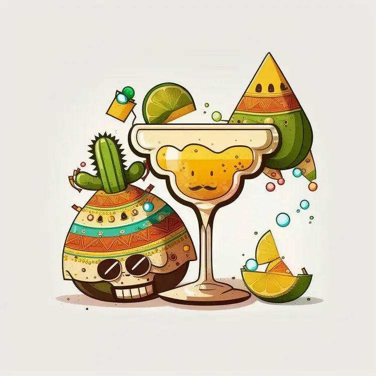 Cute Margarita with Cactus and Lime