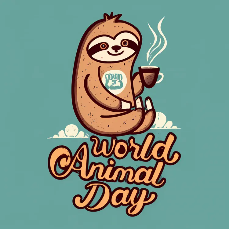 Sloth with Coffee for World Animal Day