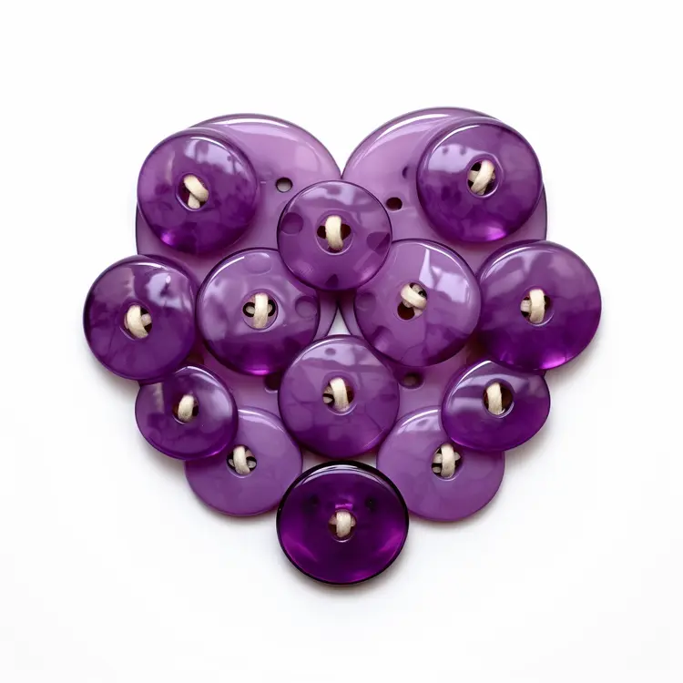 Purple Buttons Arranged in Heart Shape