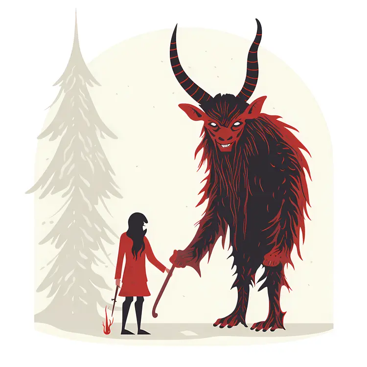 Krampus with Child in Christmas Setting