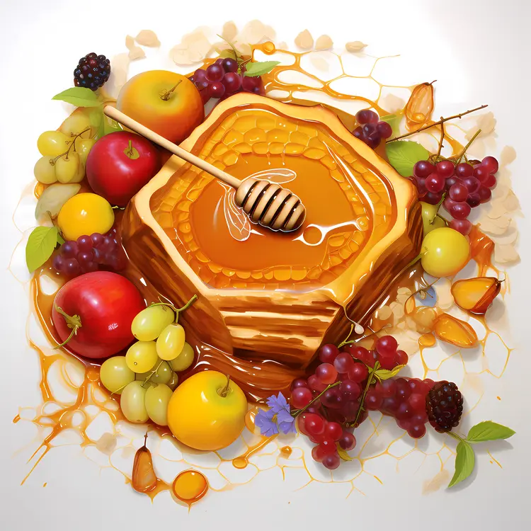 Delicious Honeycomb with Fresh Fruits