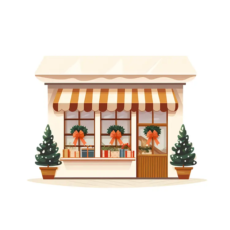 Small Store Decorated for Christmas