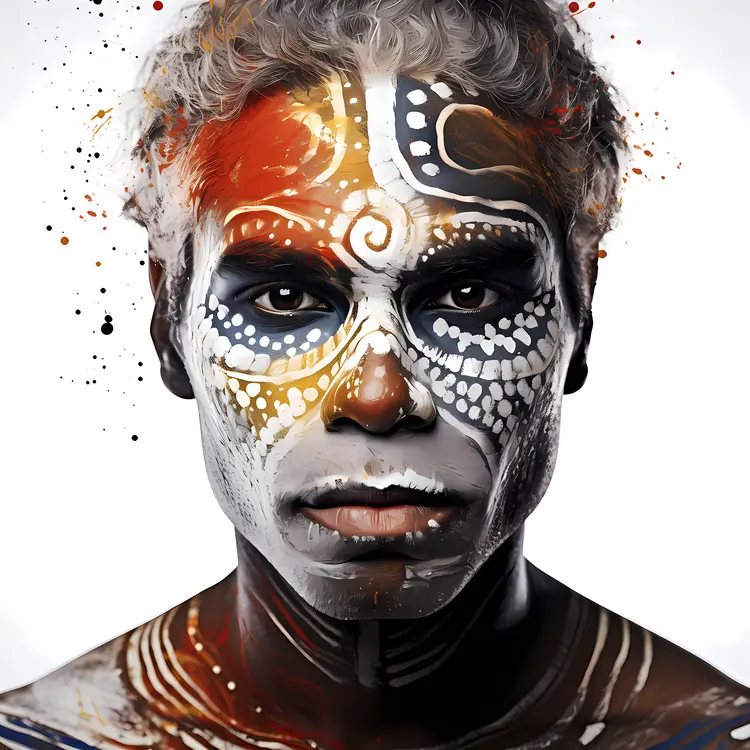 Face with Colorful Tribal Paint