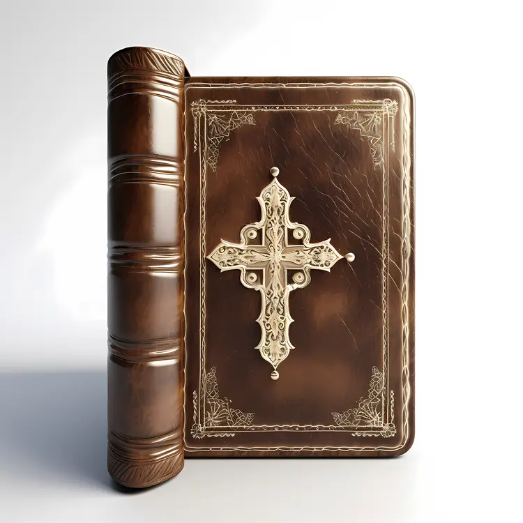 Brown Leather Book with Golden Cross