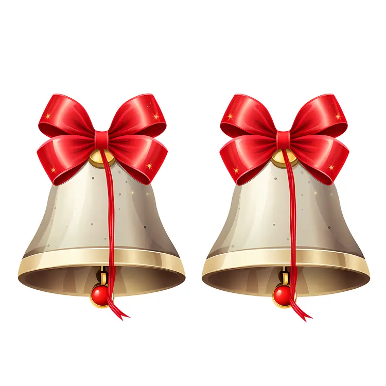 Festive Christmas Bells with Red Bows