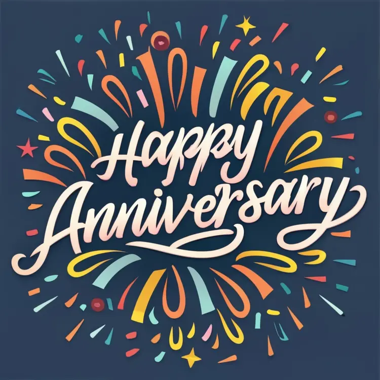 Happy Anniversary with Colorful Fireworks