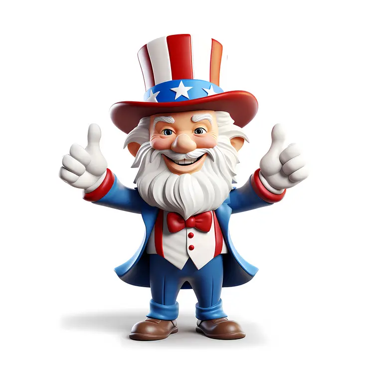 Patriotic Character in Red, White, and Blue Outfit