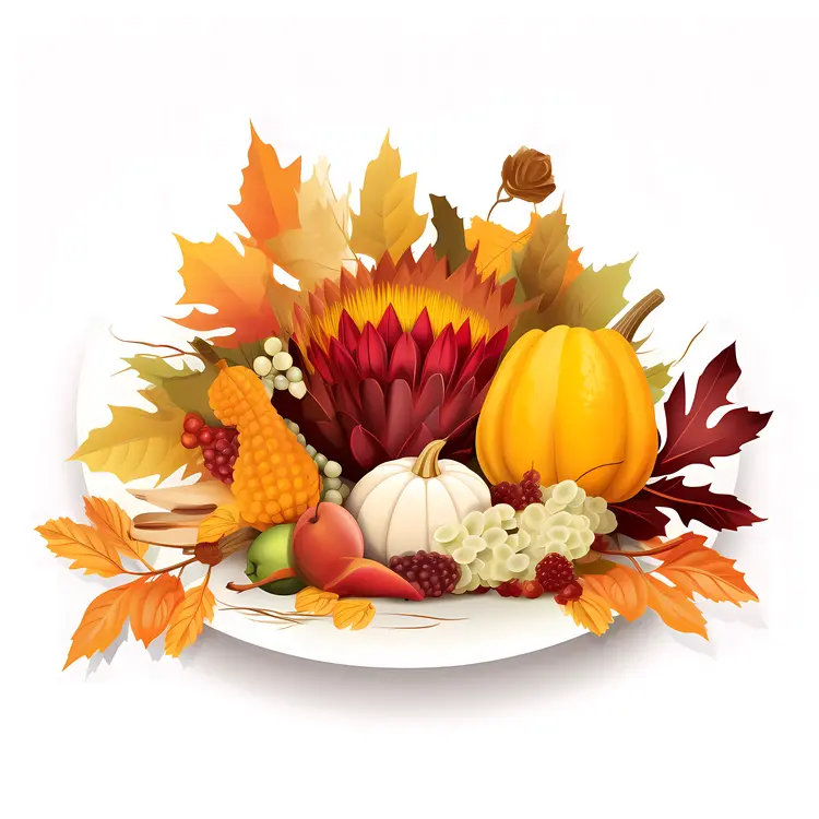 Autumn Harvest Decor with Pumpkins and Leaves