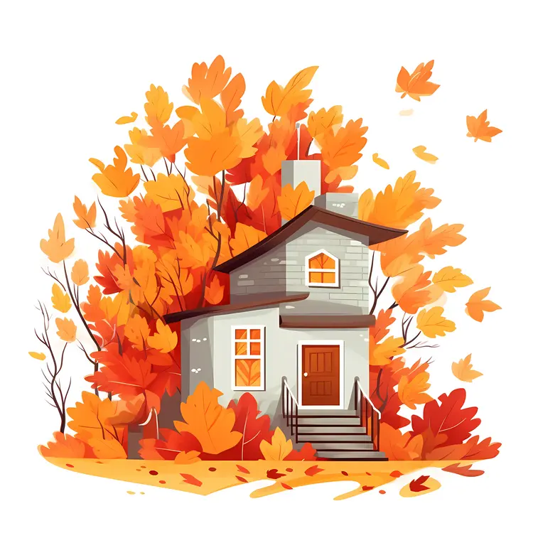 Small Cute Doodle House in Autumn