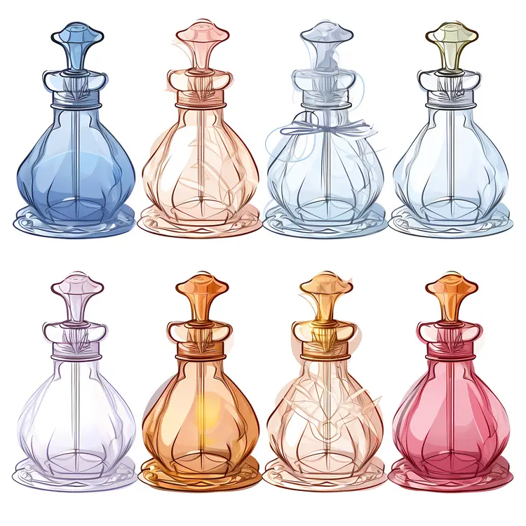 Colorful Perfume Bottles Collection
