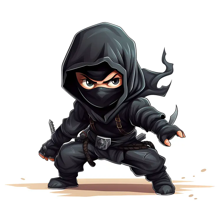 Cute Cartoon Ninja Ready for Action
