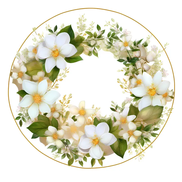 Beautiful Floral Wreath with White Flowers