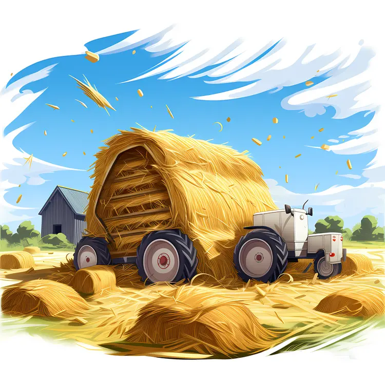 Tractor with Hay in the Field