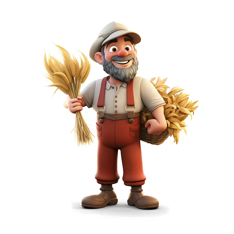 Farmer Holding Wheat Bundle